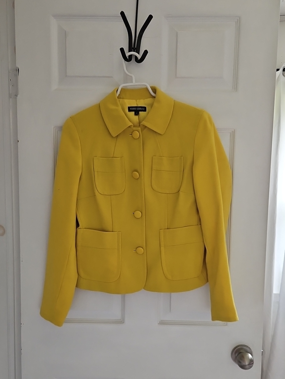 Mango Bright Yellow Button-Front Blazer Jacket
